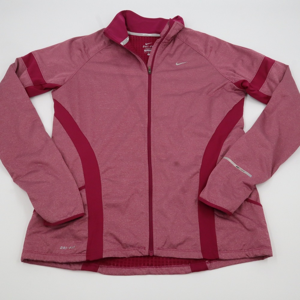 Nike Element Shield Running Jacket Womens Large‎ Raspberry Red Full Zip Dri-FIT